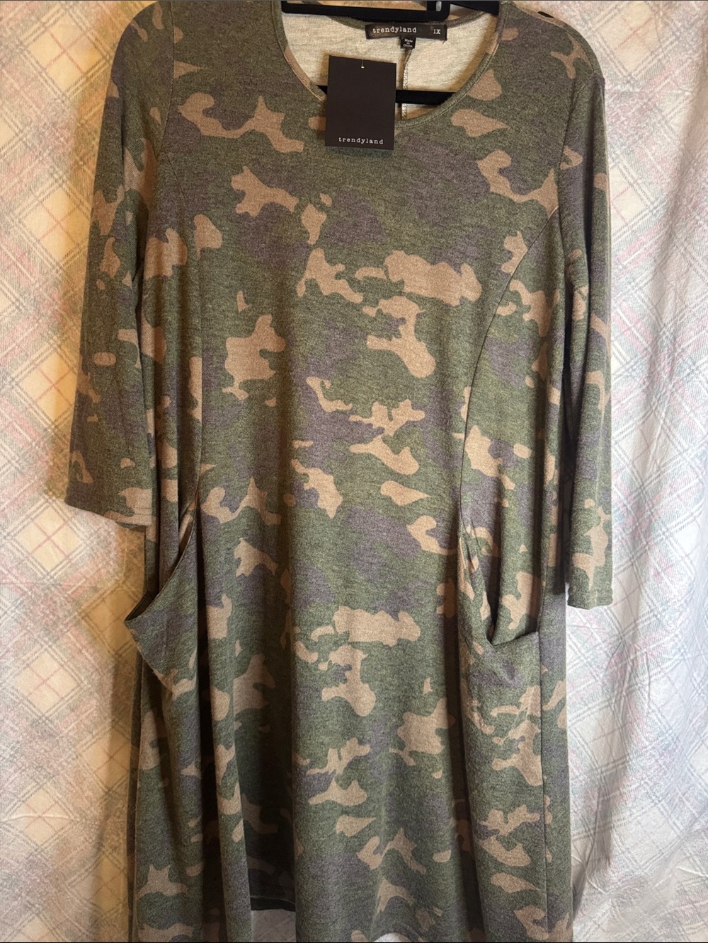 Women's Camo Midi Dress in Olive-Green